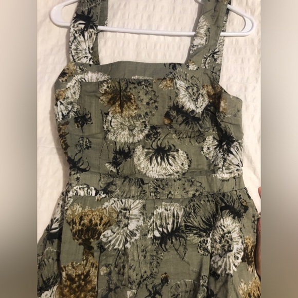 NWT Sage Green Floral Boho Maxi Flowy Cotton Dress sleeveless and back tie - Picture 9 of 12